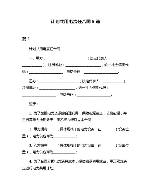 计划共用电责任合同5篇