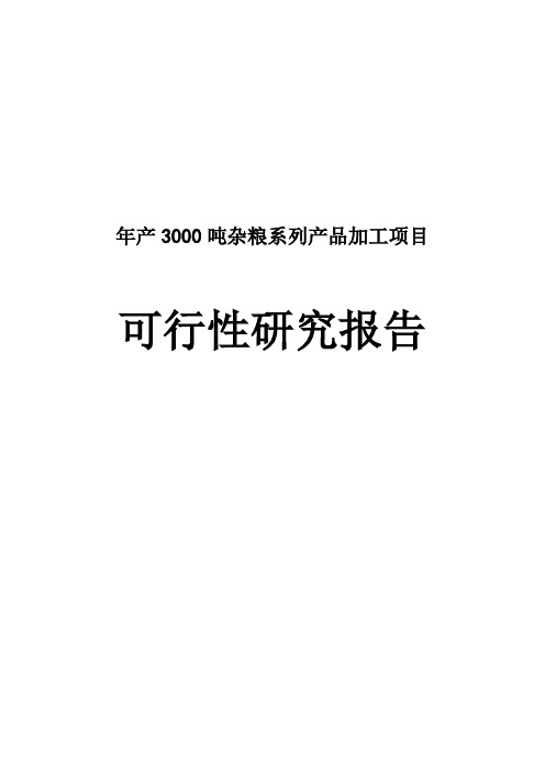 年产3000吨杂粮加工项目可行性研究报告