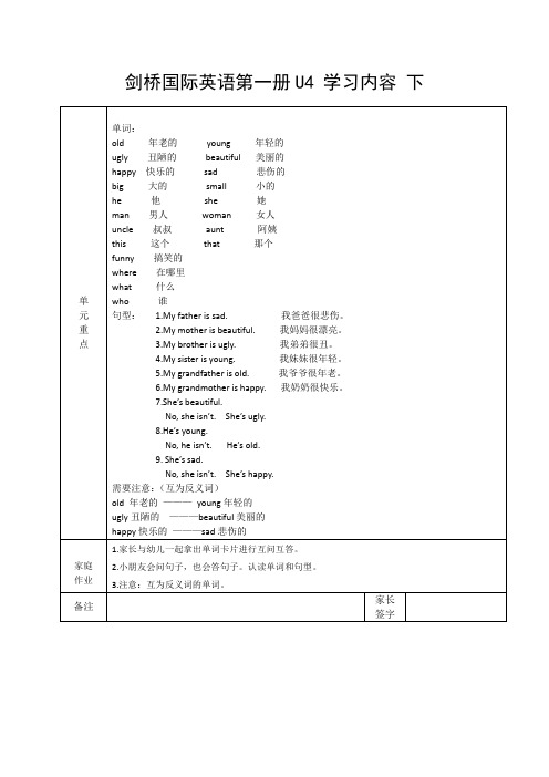 剑桥国际英语第一册unit4 下(1)