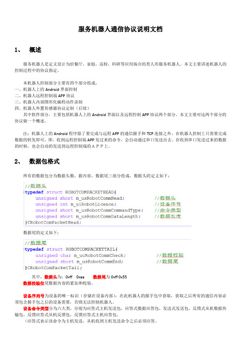 服务机器人通信协议说明文档