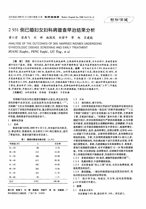 2931例已婚妇女妇科病普查早治结果分析