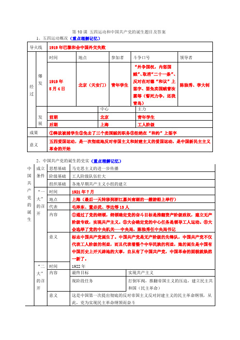 第14课 难忘九一八 题目及答案