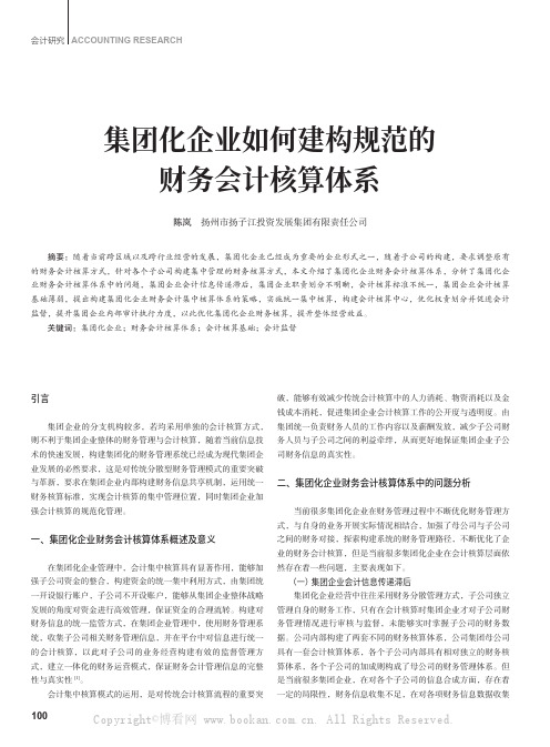 集团化企业如何建构规范的财务会计核算体系