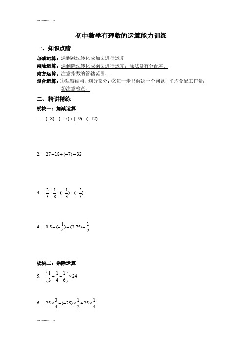 (整理)初中数学有理数的运算能力训练108606940