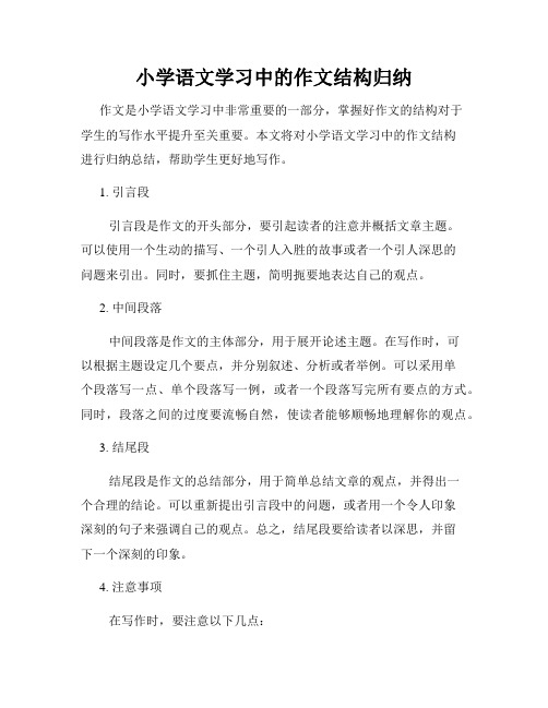 小学语文学习中的作文结构归纳