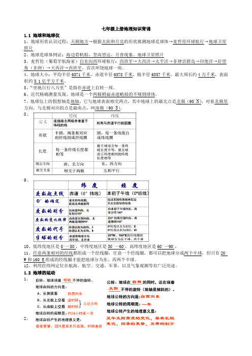 湘教版七年级上册地理知识点汇编