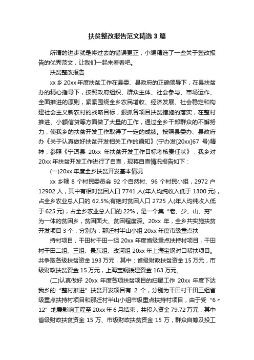 扶贫整改报告范文精选3篇