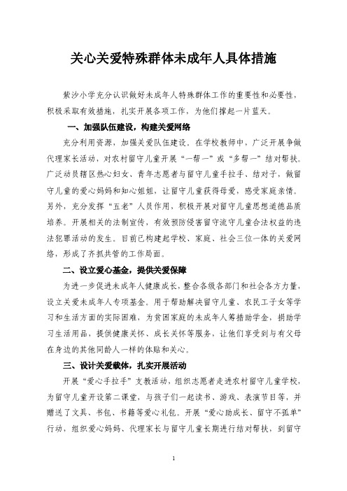 关心关爱特殊群体未成年人具体措施【精选文档】