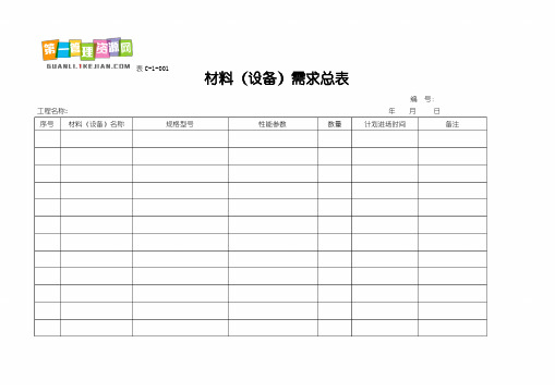 招标采购管理表格汇编大全