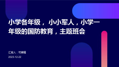 小学各年级, 小小军人,小学一年级的国防教育,主题班会ppt