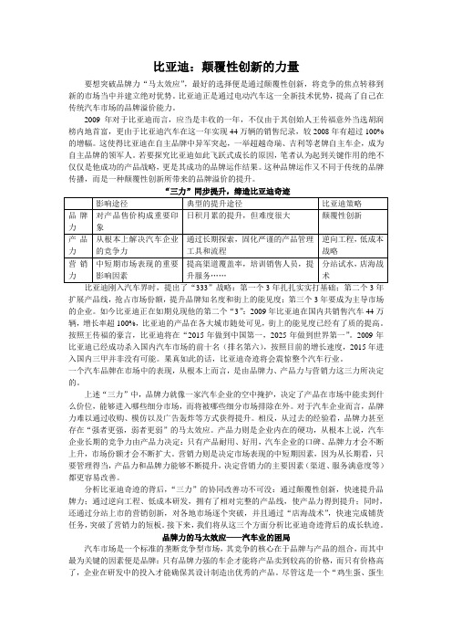 关于比亚迪的一些分析  案例分析