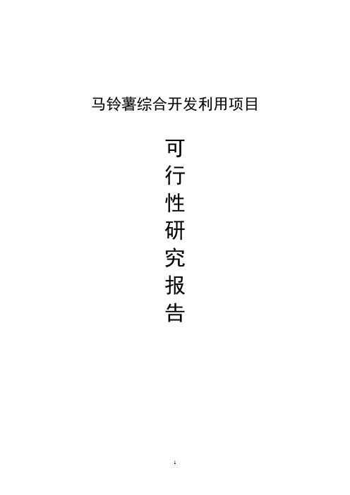 马铃薯综合开发利用项目可行性研究报告_定稿