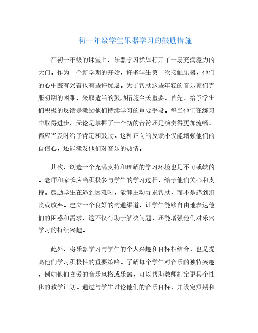 初一年级学生乐器学习的鼓励措施