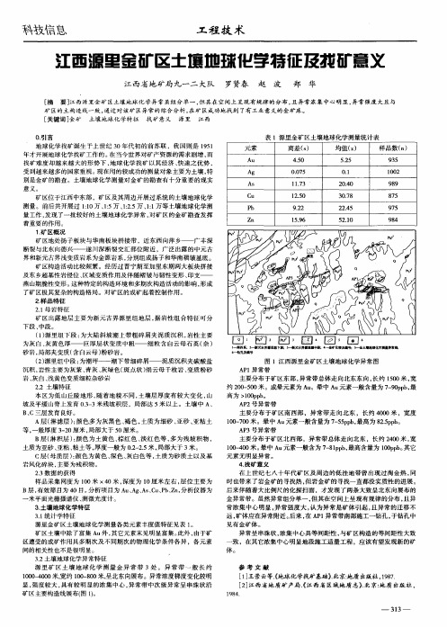 江西源里金矿区土壤地球化学特征及找矿意义
