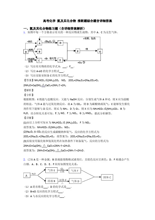 高考化学 氮及其化合物 推断题综合题含详细答案