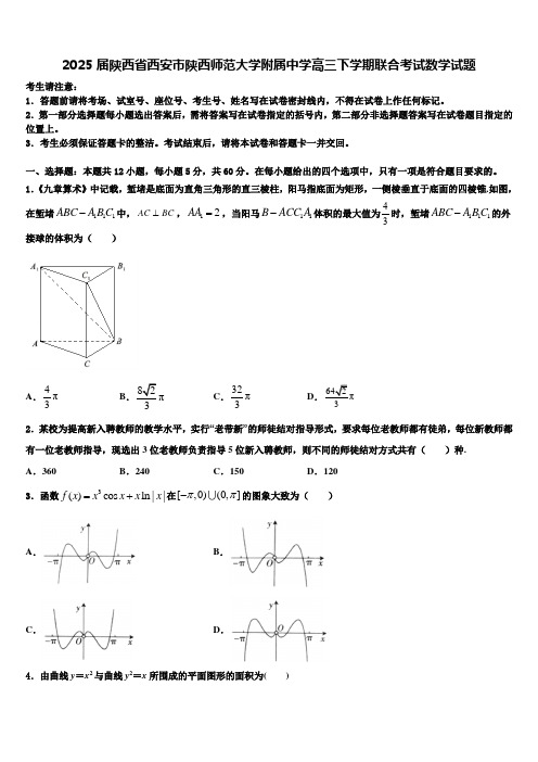 2025届陕西省西安市陕西师范大学附属中学高三下学期联合考试数学试题含解析