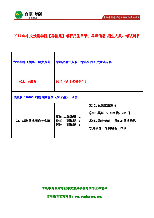 2016年中戏 导演系611综合基础 816导演构思 考研参考书 历年真题