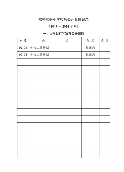 陆桥小学校务公开台账记录