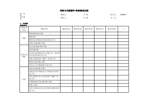 采购与付款内控测试控制测试底稿