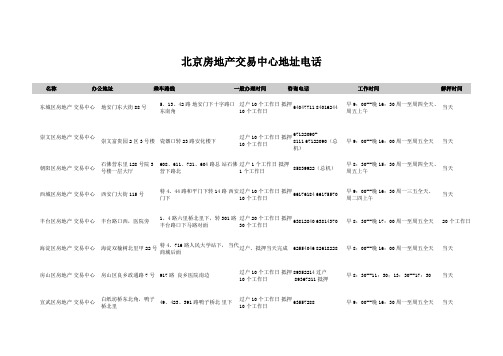 北京房地产交易中心地址电话