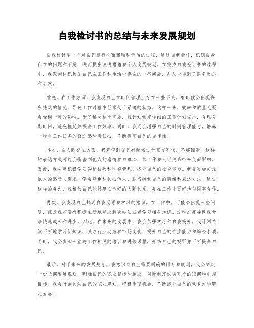 自我检讨书的总结与未来发展规划