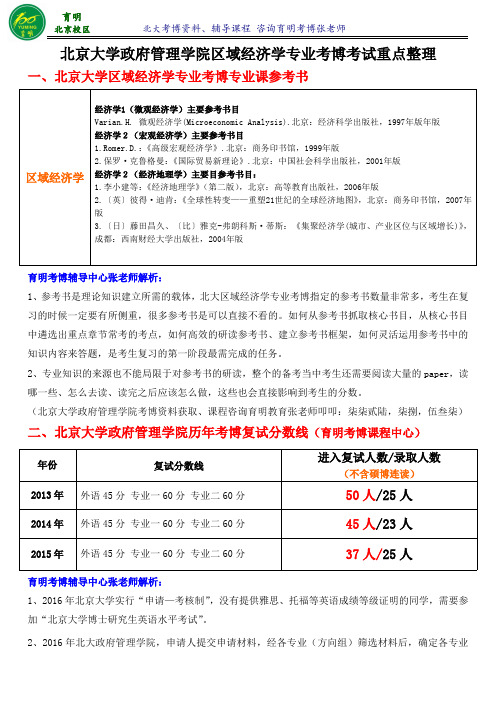 北京大学区域经济学专业考博真题考试内容-育明考博