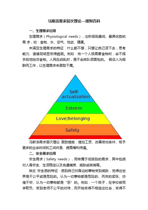 马斯洛需求层次理论—搜狗百科