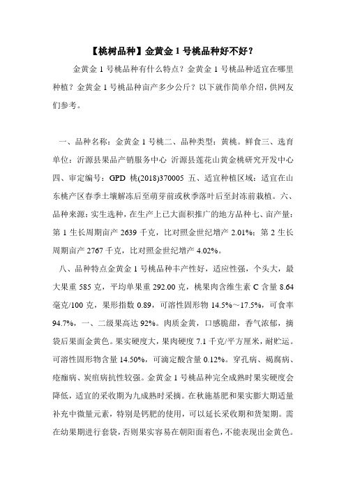 【桃树品种】金黄金1号桃品种好不好?