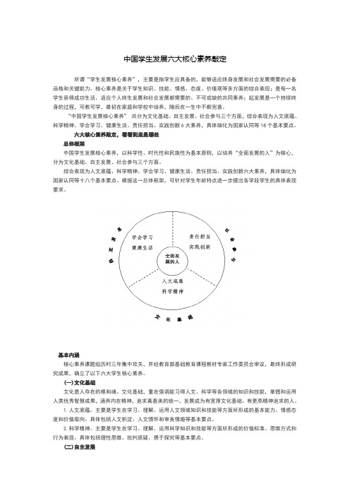 学生发展六大核心素养内容