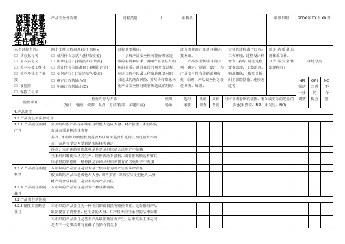 内部质量管理体系审核检查表(产品安全性管理)