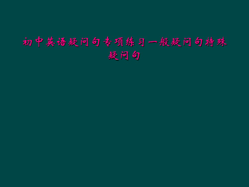 初中英语疑问句专项练习一般疑问句特殊疑问句