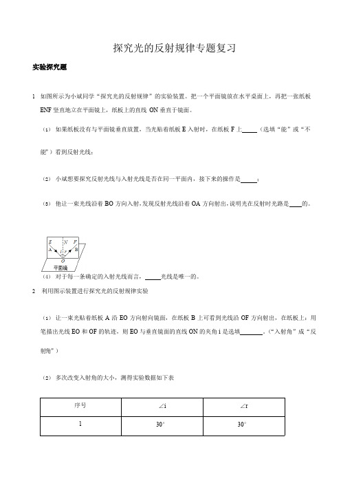 中考物理复习探究光的反射规律专题突破 练习无解析