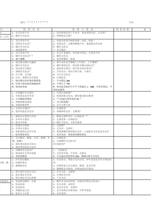 起重机维护保养定期检查表