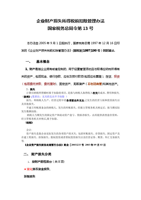 企业财产损失所得税前扣除管理办法