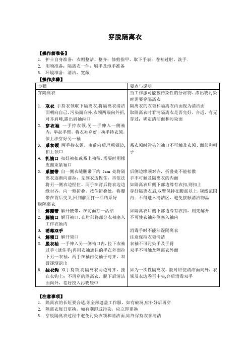 4.穿脱隔离衣的操作步骤和注意事项