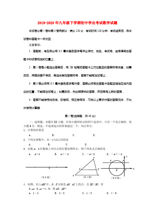 2019-2020年九年级下学期初中学业考试数学试题