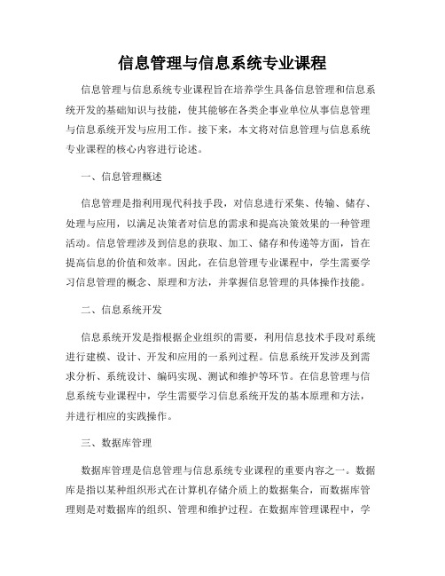 信息管理与信息系统专业课程