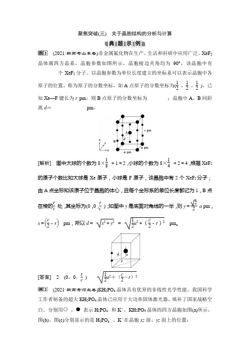 2 聚焦突破(三) 关于晶胞结构的分析与计算