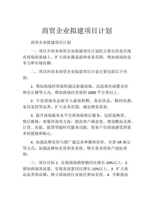 商贸企业拟建项目计划