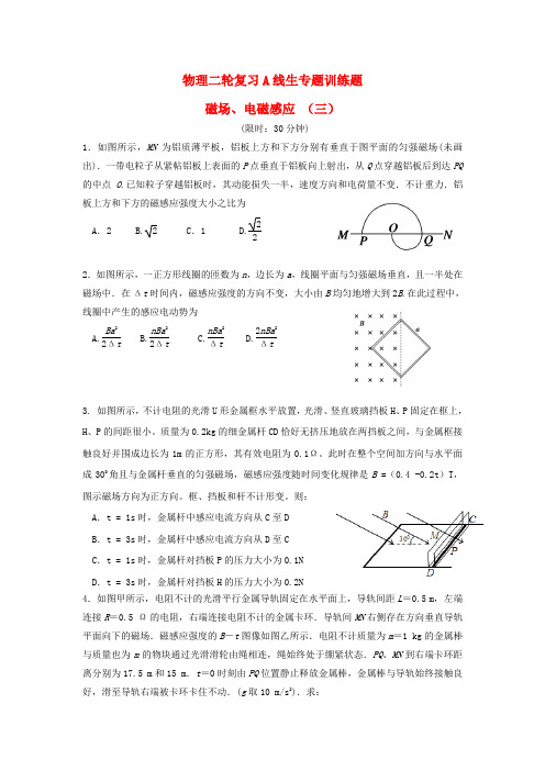 四川省宜宾市南溪区第二中学校高考物理 专题训练 磁场、电磁感应(三)