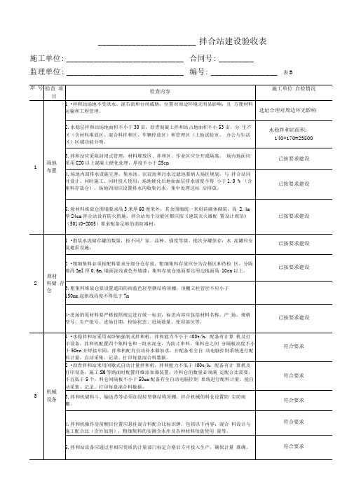 拌合站建设验收表