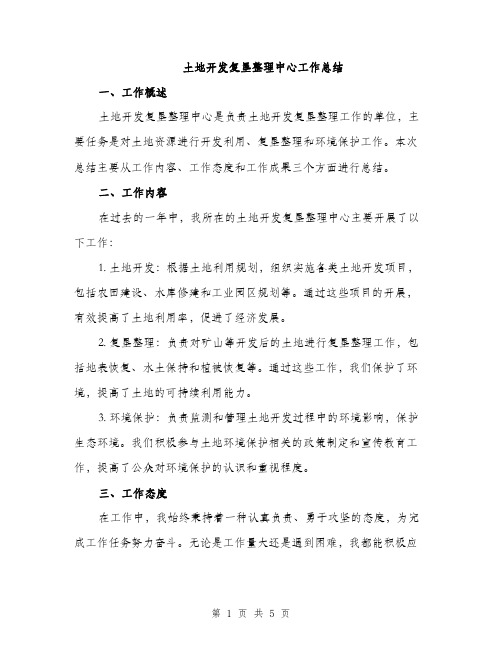 土地开发复垦整理中心工作总结(2篇)