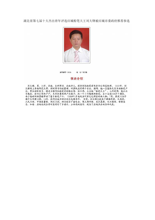 励志青年被应城委政府七届十大杰出青年应城粉笔大王刘大锋