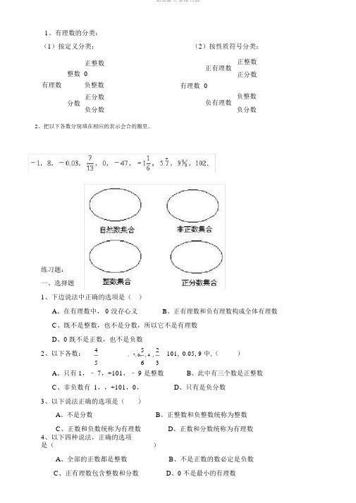 有理数分类练习题