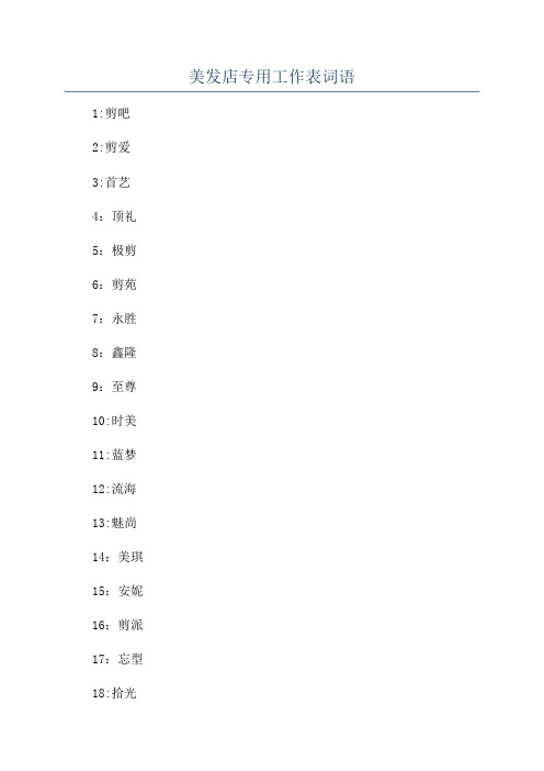 美发店专用工作表词语