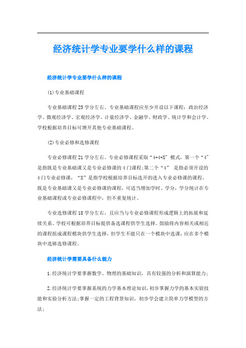 经济统计学专业要学什么样的课程