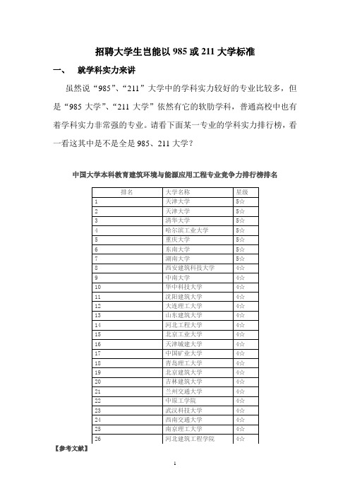 招聘大学生岂能以985或211大学标准