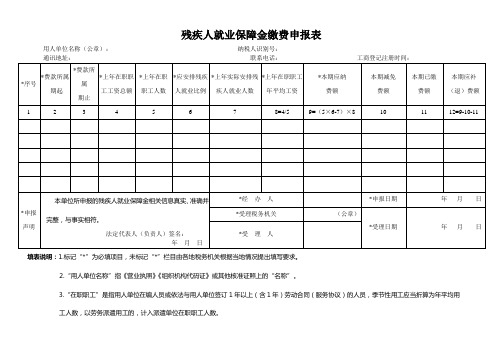 残疾人就业保障金缴费申报表