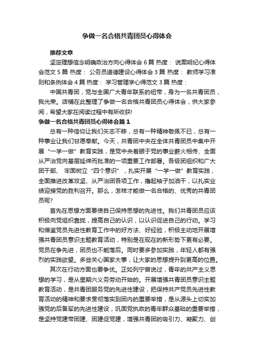 争做一名合格共青团员心得体会