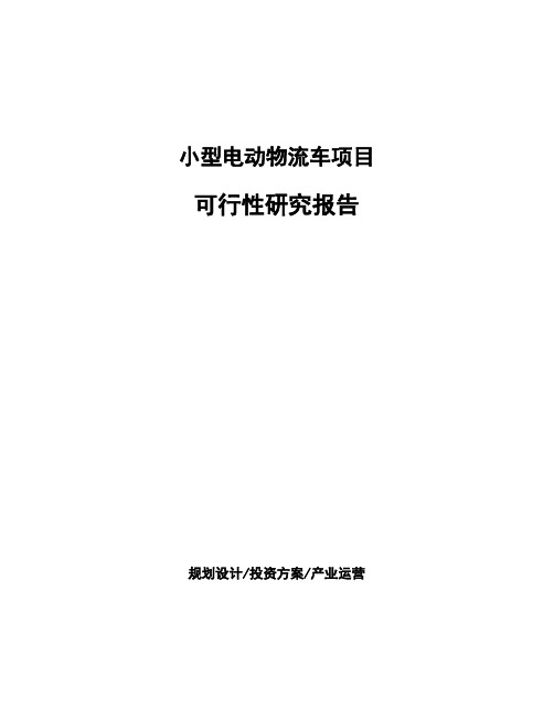 小型电动物流车项目可行性研究报告